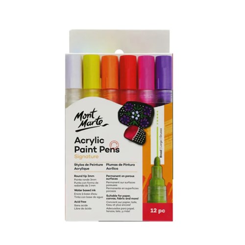 MONT MARTE ACRYLIC PAINT PEN Broad Tip, 12 Piece